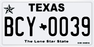TX license plate BCY0039