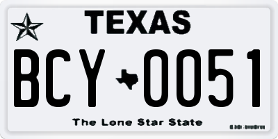 TX license plate BCY0051