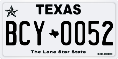 TX license plate BCY0052