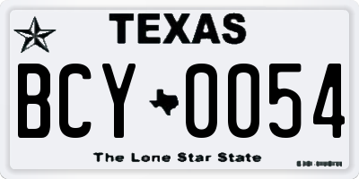 TX license plate BCY0054