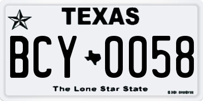 TX license plate BCY0058