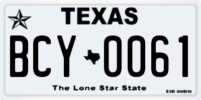 TX license plate BCY0061
