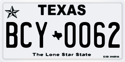 TX license plate BCY0062