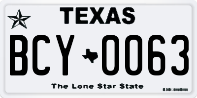 TX license plate BCY0063