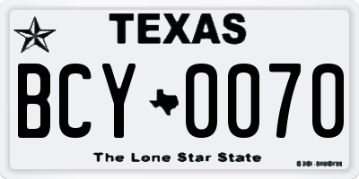 TX license plate BCY0070