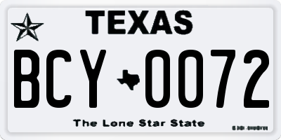 TX license plate BCY0072