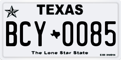 TX license plate BCY0085