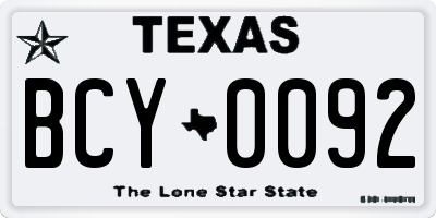 TX license plate BCY0092
