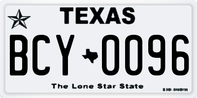 TX license plate BCY0096