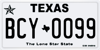 TX license plate BCY0099