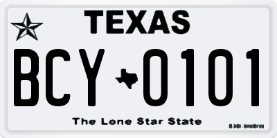 TX license plate BCY0101