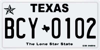 TX license plate BCY0102