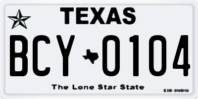 TX license plate BCY0104