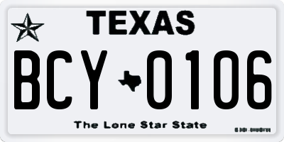 TX license plate BCY0106