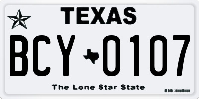 TX license plate BCY0107
