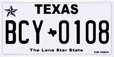TX license plate BCY0108