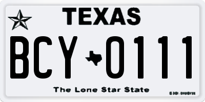 TX license plate BCY0111