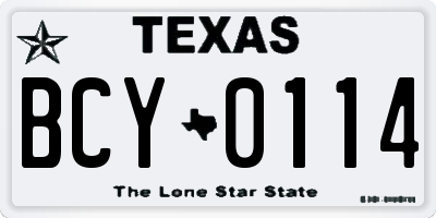 TX license plate BCY0114