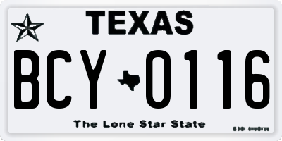 TX license plate BCY0116