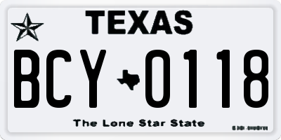 TX license plate BCY0118