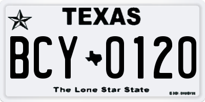 TX license plate BCY0120
