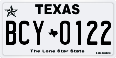 TX license plate BCY0122