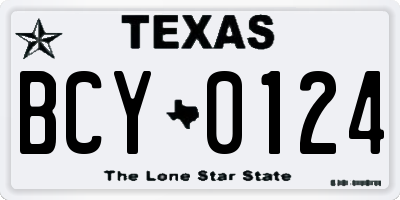 TX license plate BCY0124