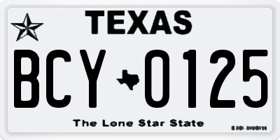 TX license plate BCY0125