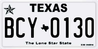 TX license plate BCY0130