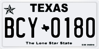 TX license plate BCY0180