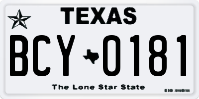 TX license plate BCY0181