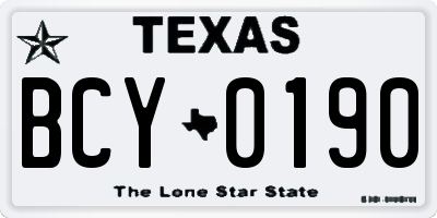 TX license plate BCY0190