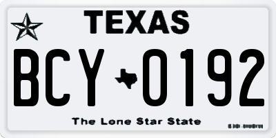 TX license plate BCY0192