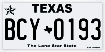 TX license plate BCY0193
