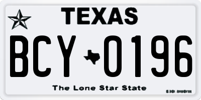 TX license plate BCY0196