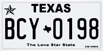TX license plate BCY0198