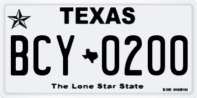 TX license plate BCY0200