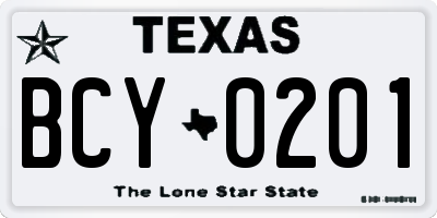 TX license plate BCY0201