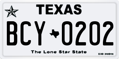 TX license plate BCY0202
