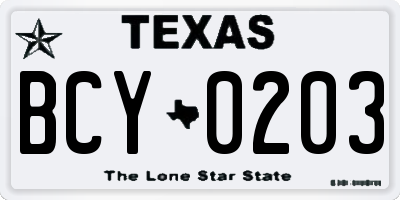 TX license plate BCY0203