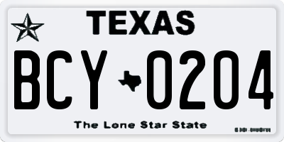 TX license plate BCY0204