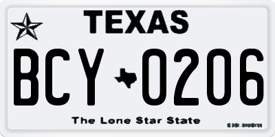 TX license plate BCY0206