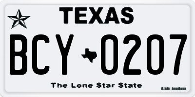 TX license plate BCY0207