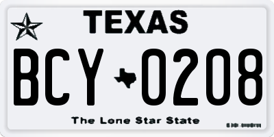 TX license plate BCY0208
