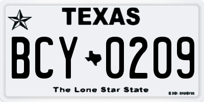 TX license plate BCY0209