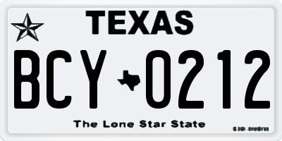 TX license plate BCY0212
