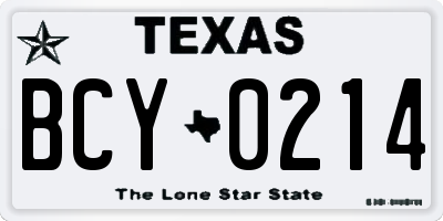 TX license plate BCY0214