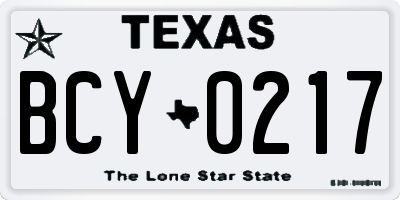 TX license plate BCY0217