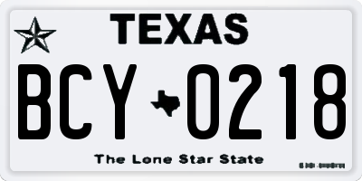 TX license plate BCY0218