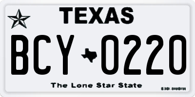 TX license plate BCY0220